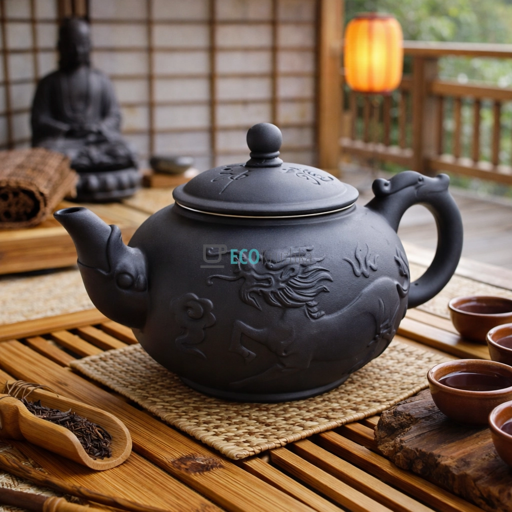 Глиняний чайник 550 мл “Цилінь” темний (T2569-1)