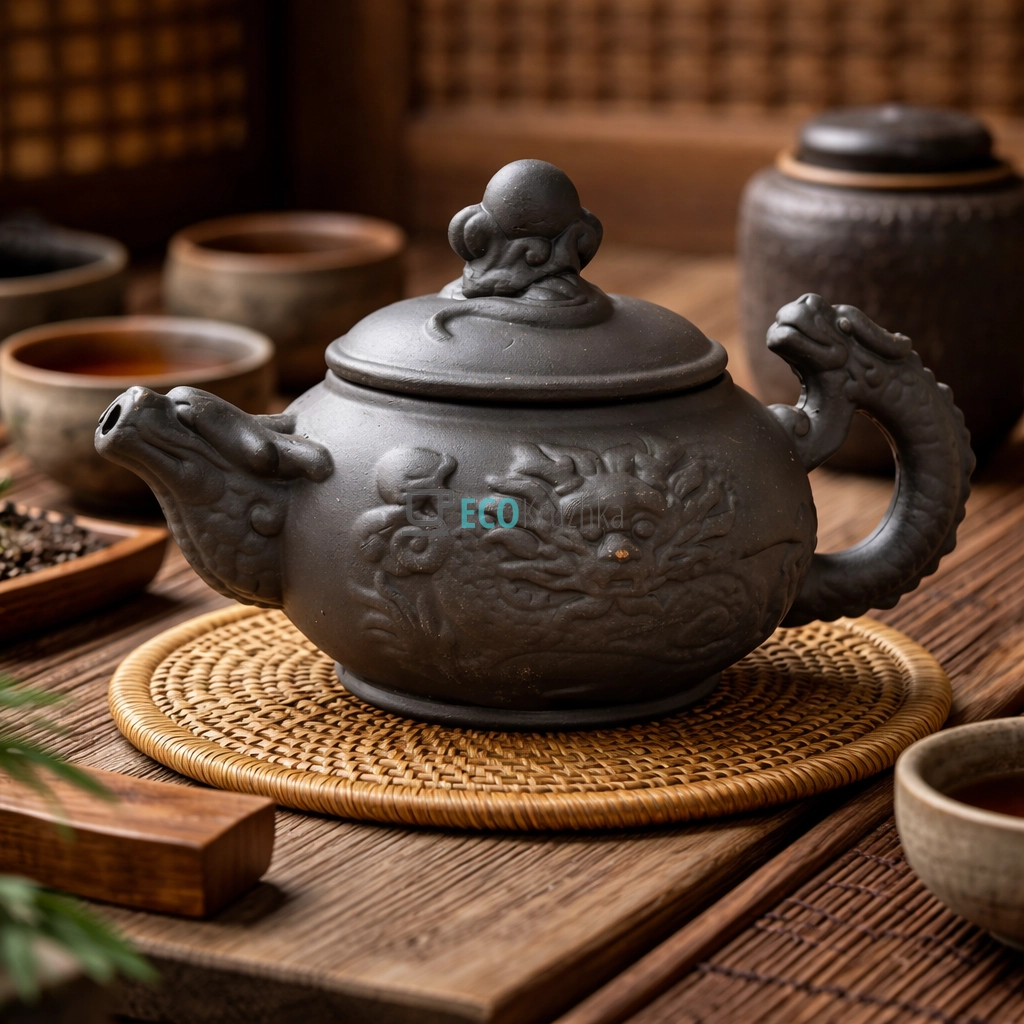 Глиняний чайник 400 мл “Перлина Дракона” темний (T2592-1)