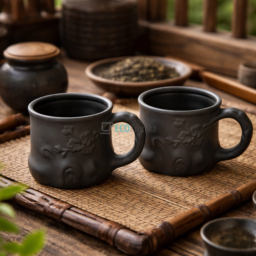 Набір чайних кружок 2 шт 200 мл “Пеньок” темний (TC075-1)