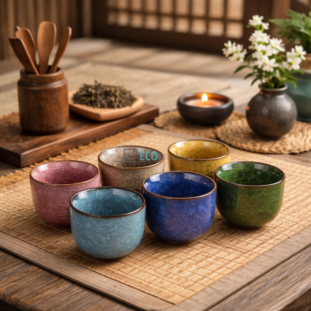 Набір керамічних піал для чаю 6 шт 100 мл “Року-100” (TC005) Набір керамічних піал для чаю 6 шт 100 мл “Року-100” (TC005)