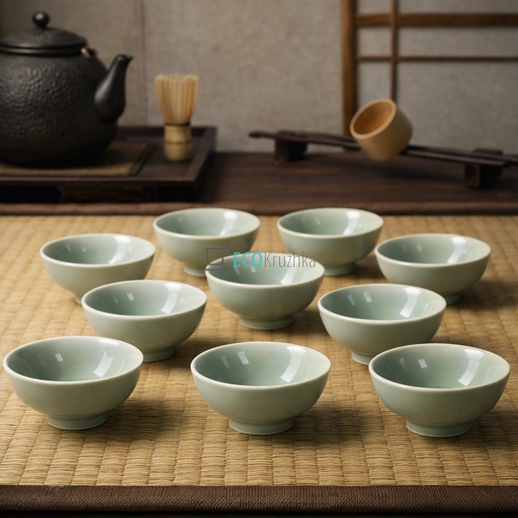 Набір піал для чаю 60 мл “Шуї” 10 шт (TC045)