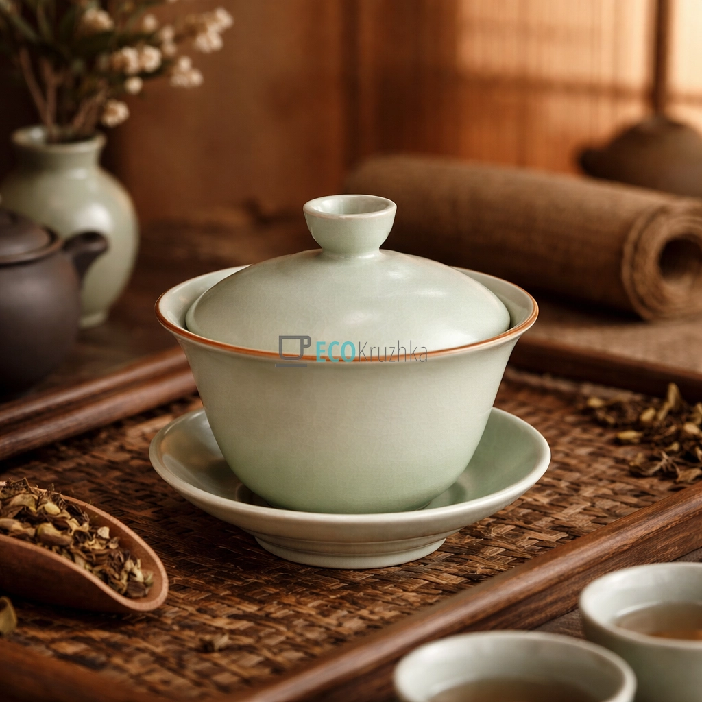 Гайвань порцелянова 170 мл “Піднебесна” зелена (TC032-2) Гайвань порцелянова 170 мл “Піднебесна” зелена (TC032-2)