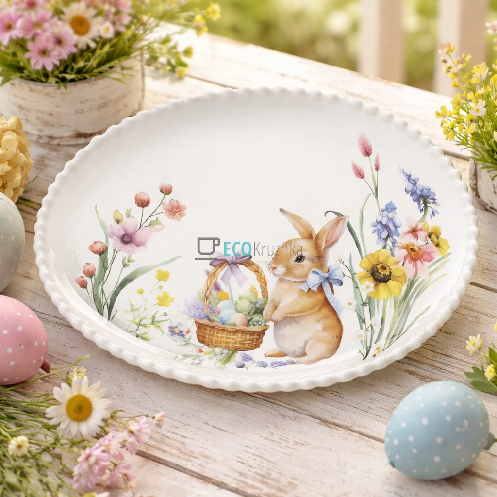 Блюдо порцелянове у формі яйця Easter Melody 21.5×17 см (K242)
