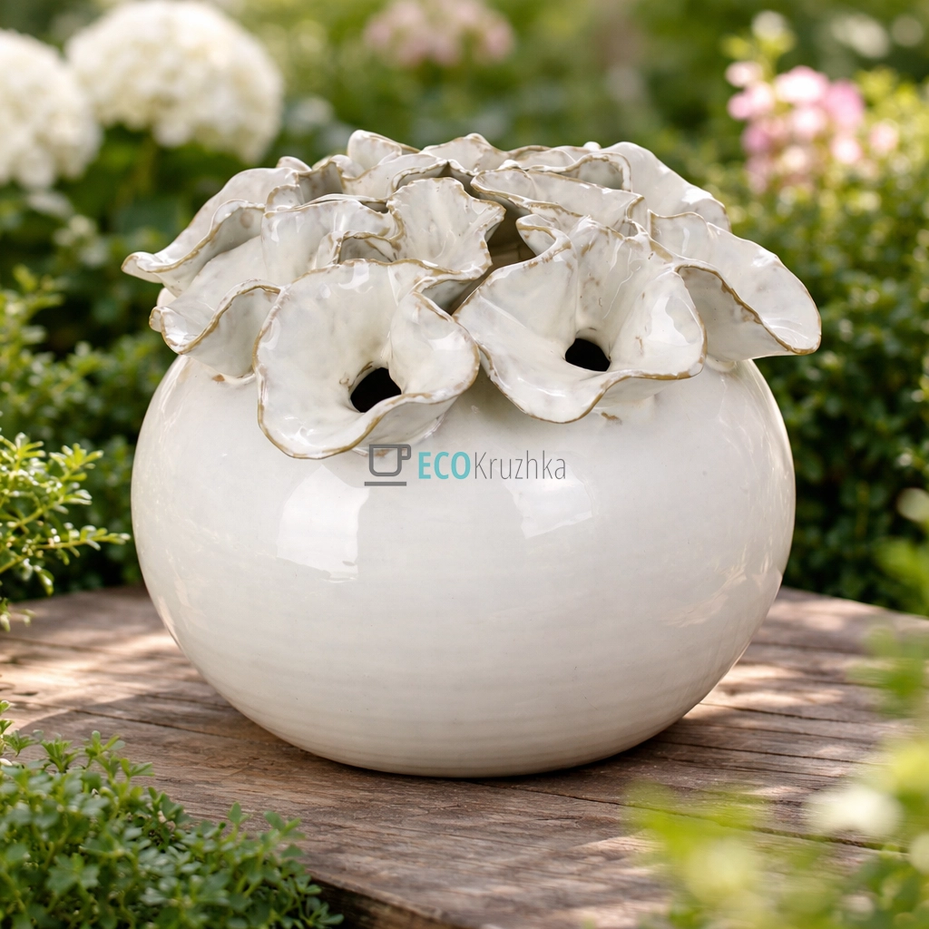 Керамічна ваза Coral 26 х 26 х 21 см бежевий (148-022)