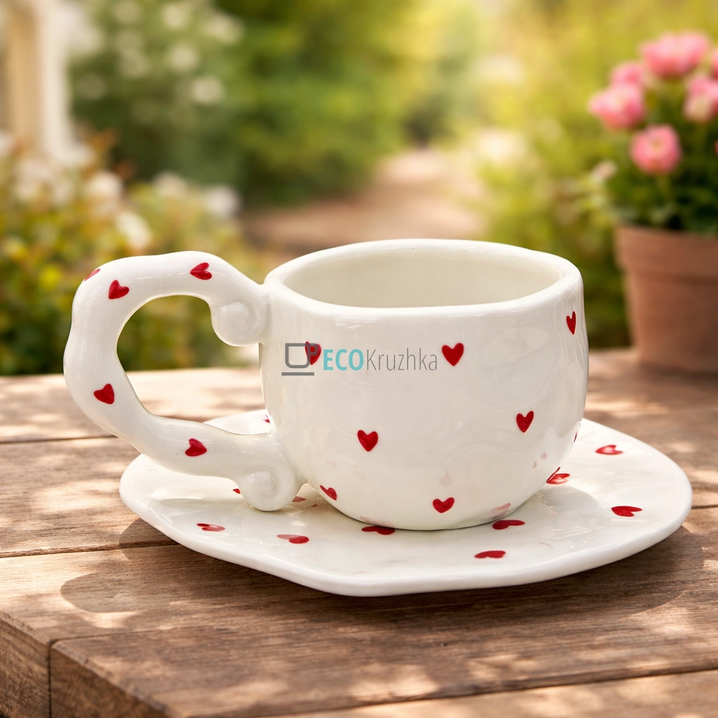 Порцелянова чашка з блюдцем 300 мл Мила серцю (8030-441)