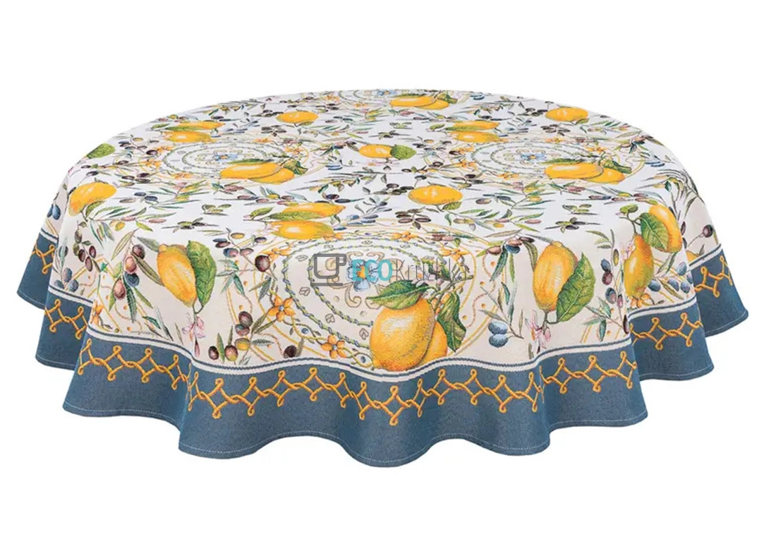 Скатертина гобеленова на стіл Лимони D140 см (041-140LIMA)