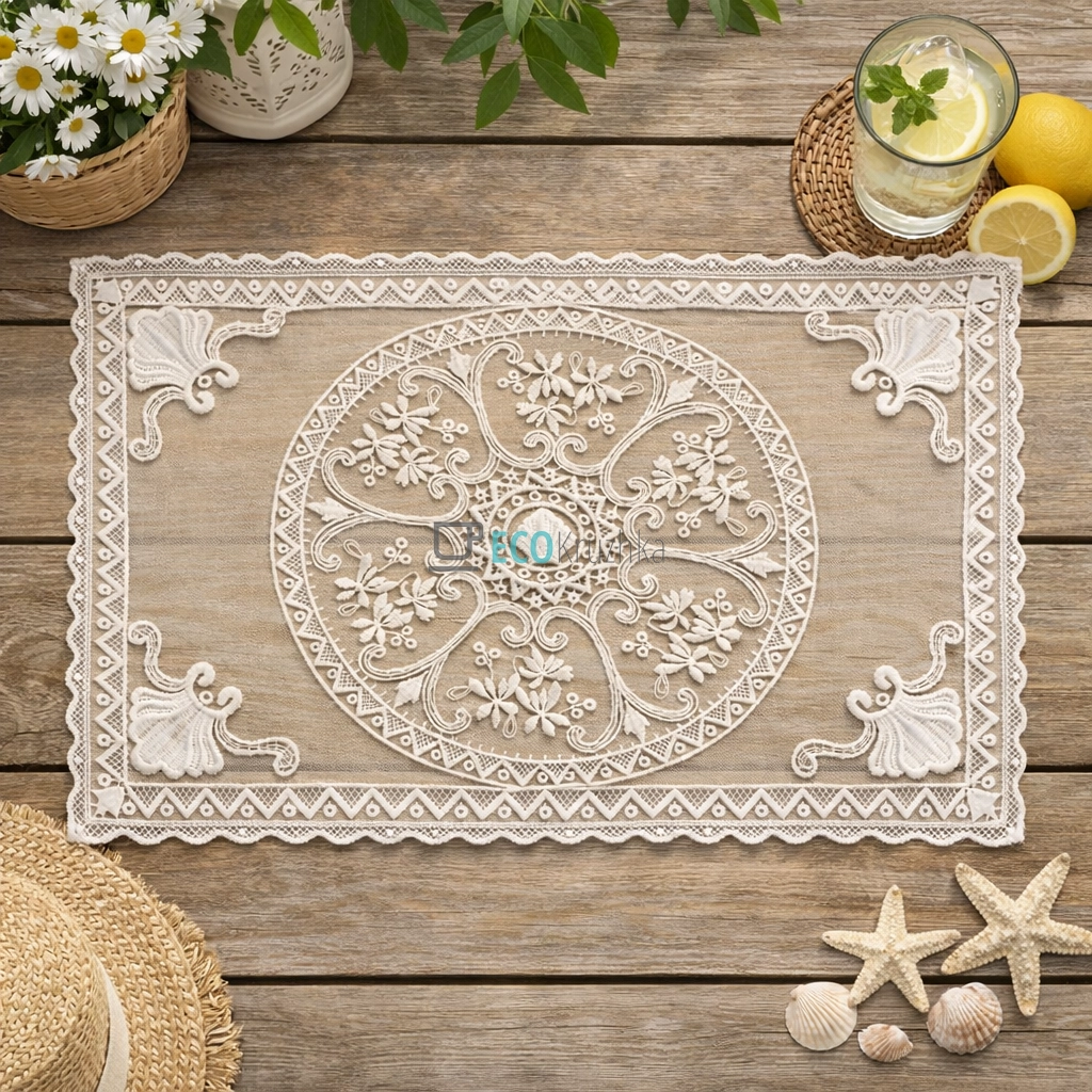 Мереживна серветка на стіл Lace Rosette 30 х 45 см (445-270)