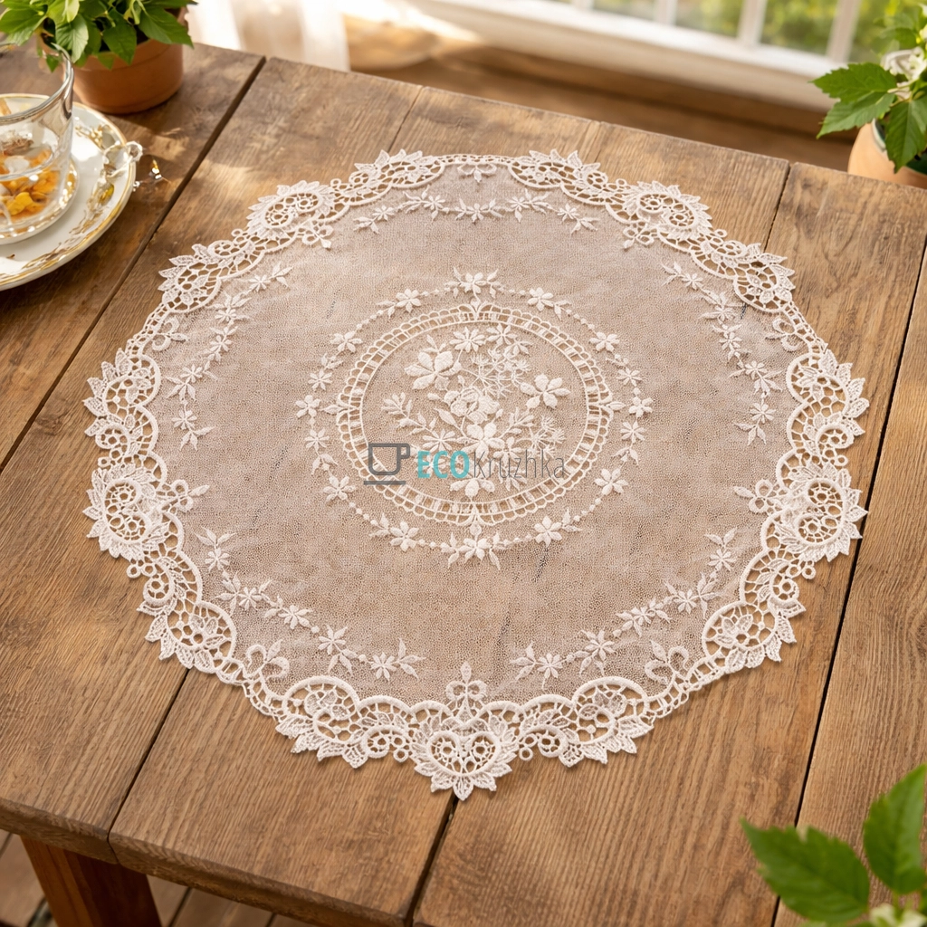 Мереживна серветка на стіл Lace Garland D40см (445-271)