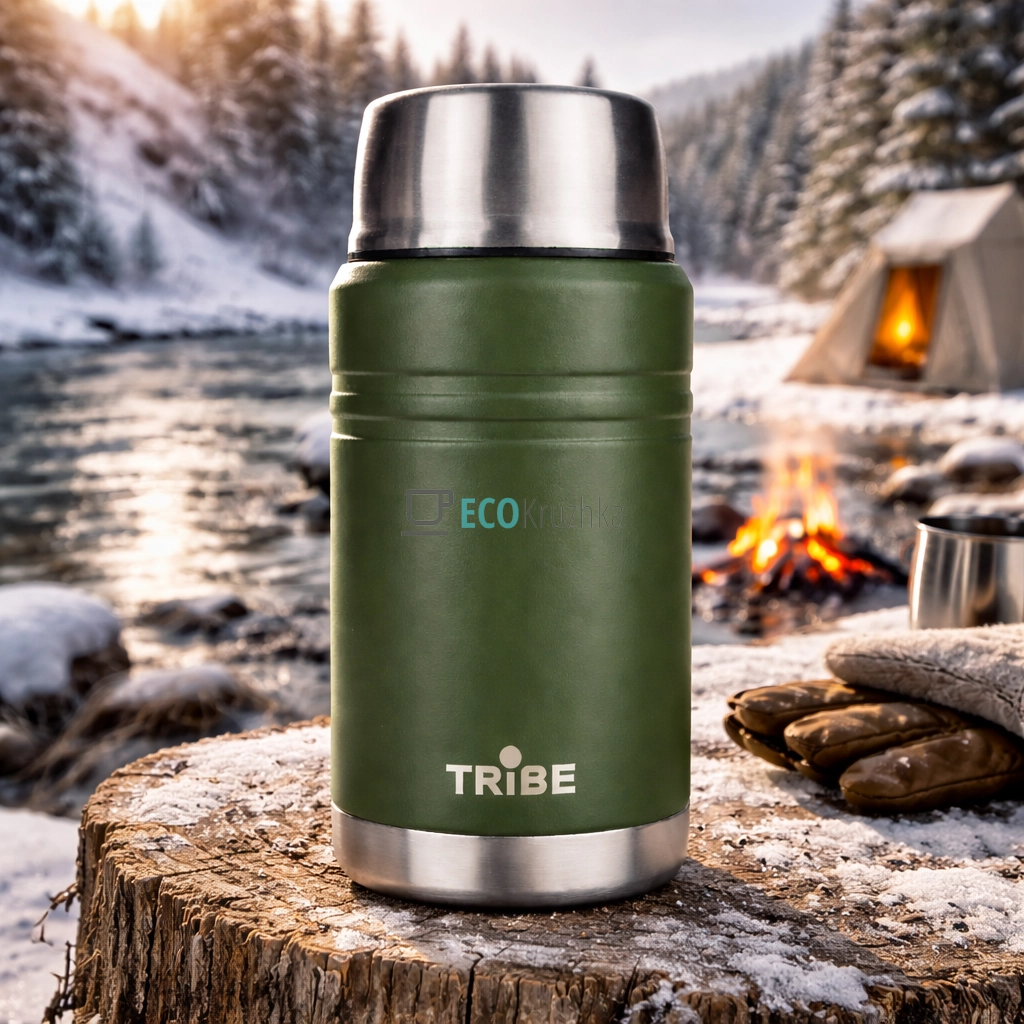 Термос харчовий Tribe Jar Food 700 мл з нержавіючої сталі оливковий T-DE-0023-olive Термос харчовий Tribe Jar Food 700 мл з нержавіючої сталі оливковий T-DE-0023-olive