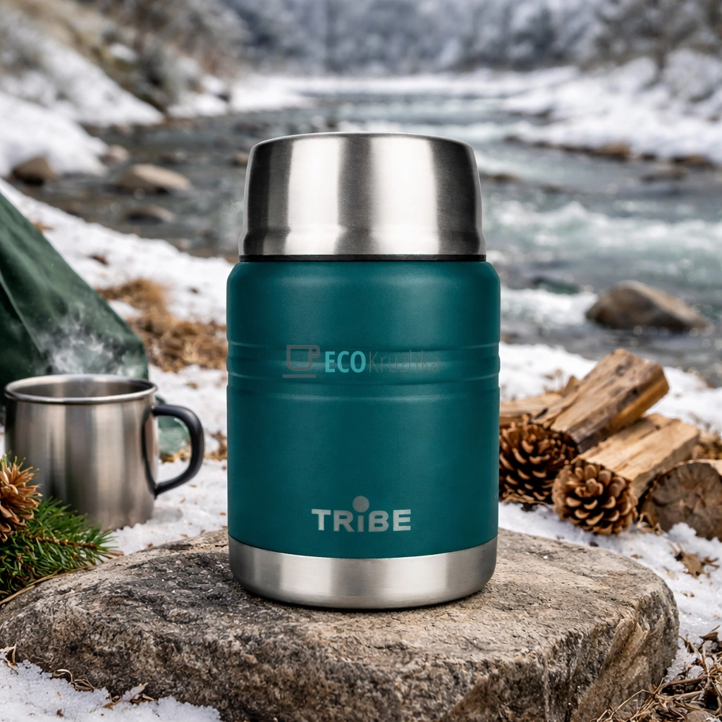 Термос харчовий Tribe Jar Food 450 мл з нержавіючої сталі темно-бірюзовий T-DE-0022-blue