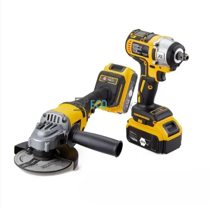 Набір 2в1: акумуляторний гайкокрут та болгарка 48В X331 жовтий (JU-4621)