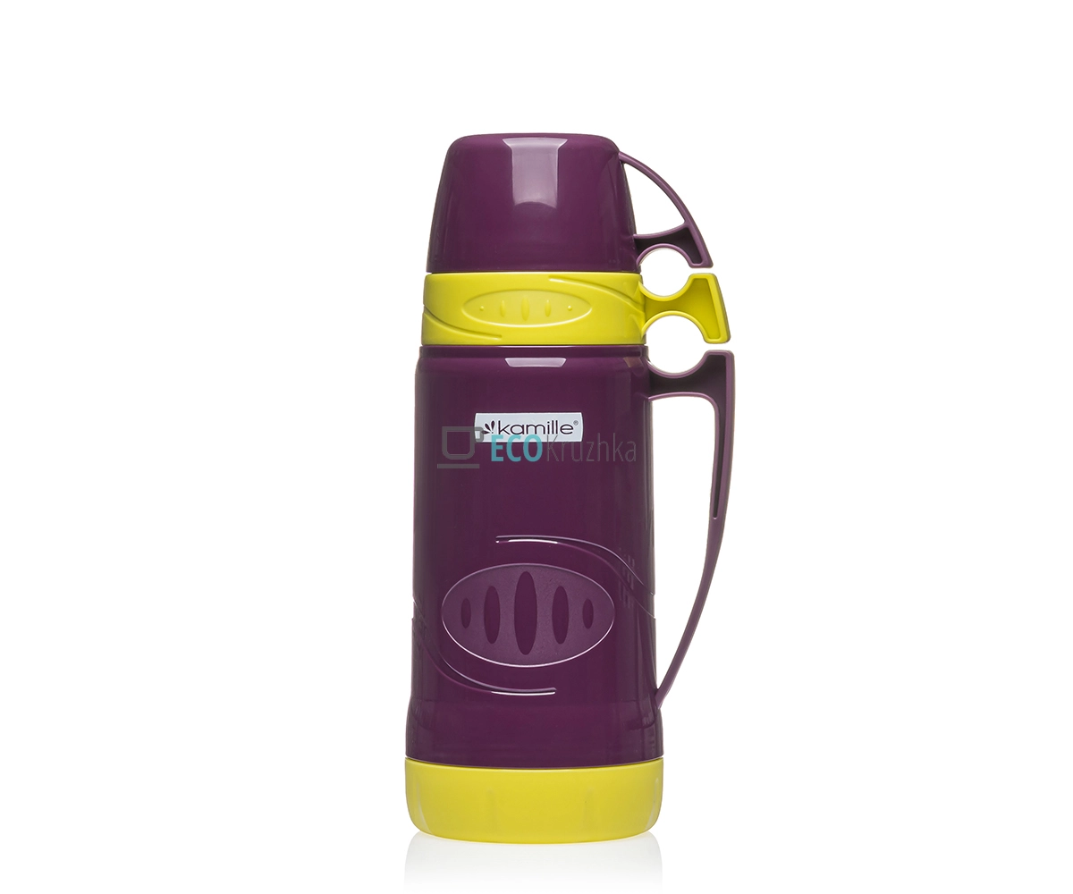 Термос Kamille Фіолетовий 1000мл пластиковий зі скляною колбою KM-2031 Термос Kamille Фіолетовий 1000мл пластиковий зі скляною колбою KM-2031