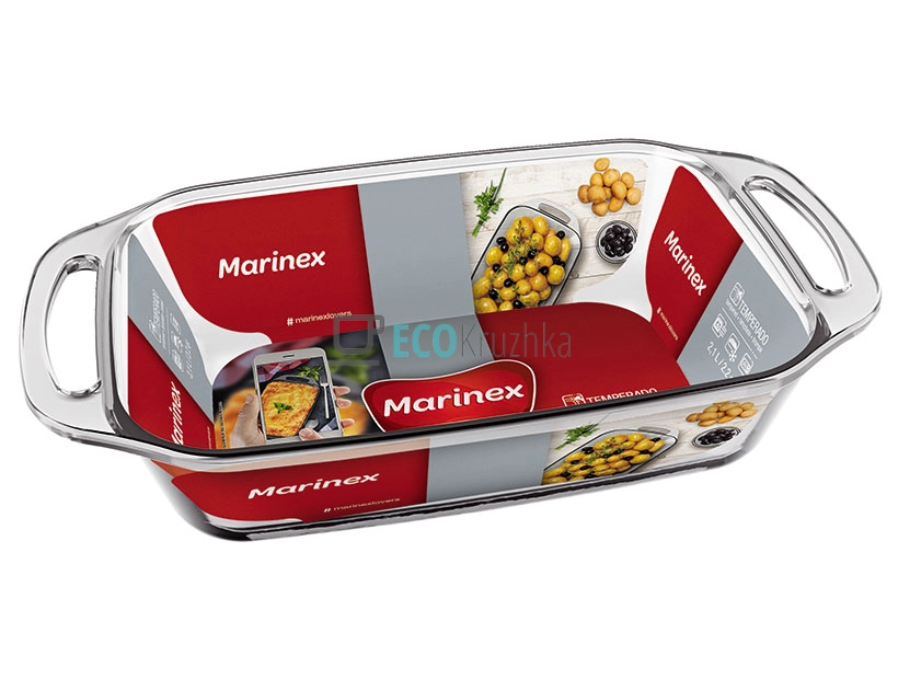 Деко прямокутне з ручкою жароміцне скло 2.1 л Marinex EK6339