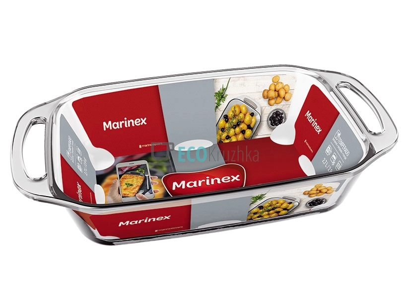 Деко прямокутне з ручками жароміцне скло 3.5 л Marinex EK6539