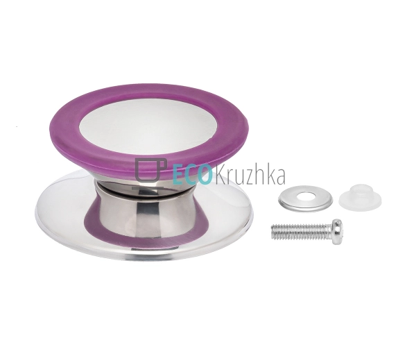 Ручка нержавіюча з силіконовим обідком для кришки Фіолет ...