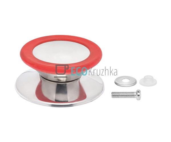 Ручка нержавіюча з силіконовим обідком для кришки Червон ...