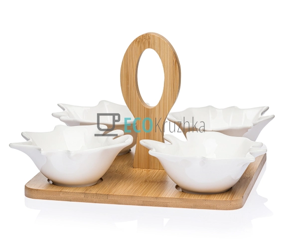 Менажниця 21 см чотирохсекційна із бамбуковой ручкой PJ0 ... Менажниця 21 см чотирохсекційна із бамбуковой ручкой PJ0 ...