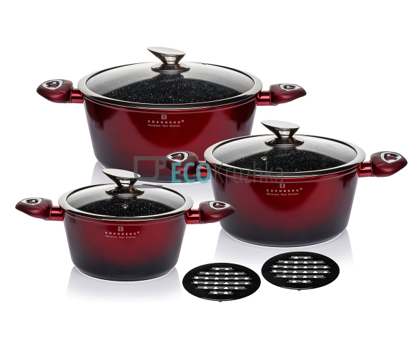 Набір каструль Edenberg 8 предметів з мармуровим антипри ...