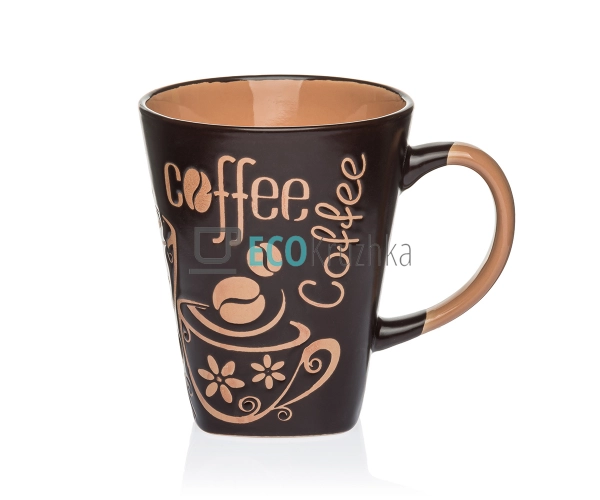 Чашка Coffee 310 мл Фарфор Темно - коричневий EK14187 Чашка Coffee 310 мл Фарфор Темно - коричневий EK14187