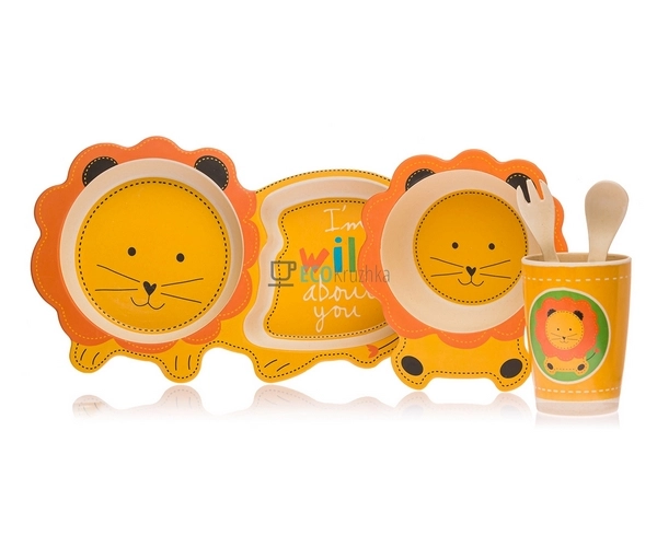 Набір дитячого посуду бамбуковий 5 приладів Левеня Eco B ... Набір дитячого посуду бамбуковий 5 приладів Левеня Eco B ...