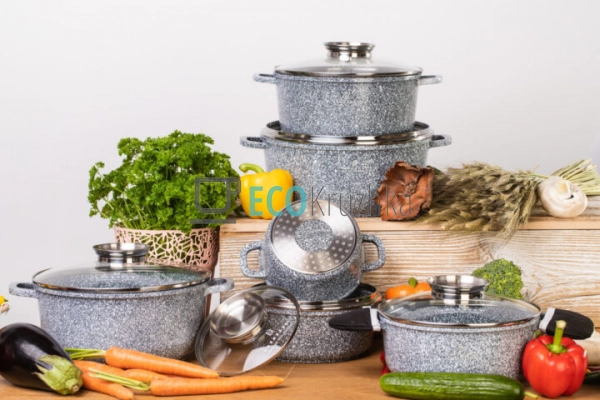 Набір каструль Edenberg 14 предметів з мармуровим антипр ... Набір каструль Edenberg 14 предметів з мармуровим антипр ...