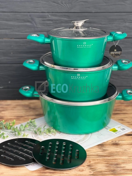 Набір каструль Edenberg 8 предметів з мармуровим антипри ... Набір каструль Edenberg 8 предметів з мармуровим антипри ...