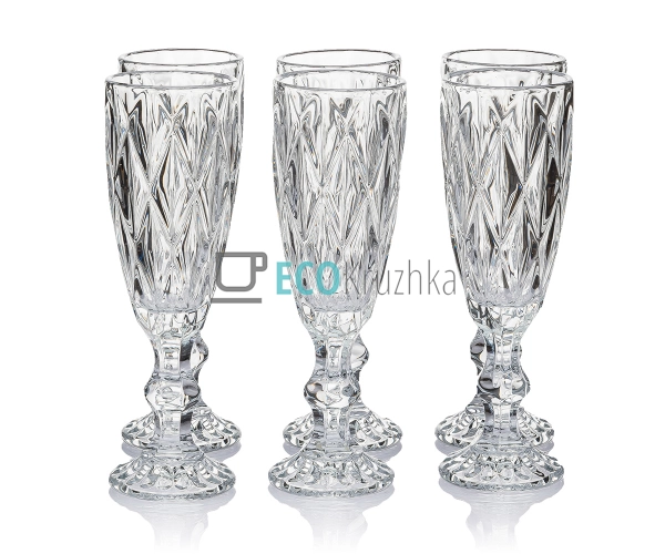 Набір келихів для шампанського зі скла 6 шт Glassware 17 ... Набір келихів для шампанського зі скла 6 шт Glassware 17 ...