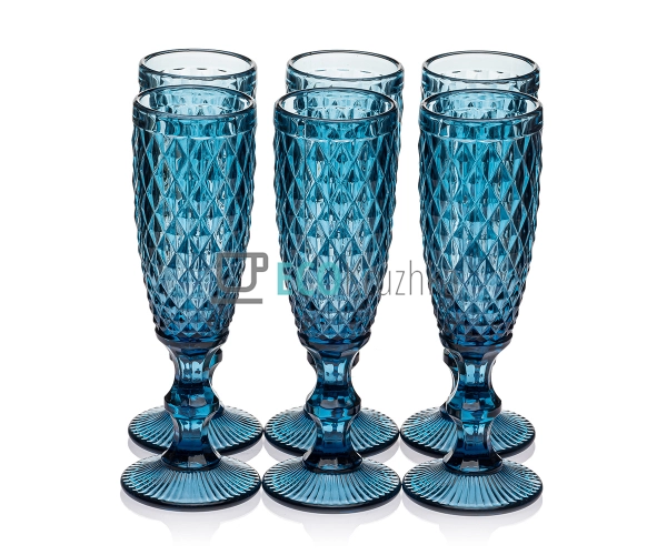 Набір келихів для шампанського з кольорового скла 6 шт G ... Набір келихів для шампанського з кольорового скла 6 шт G ...