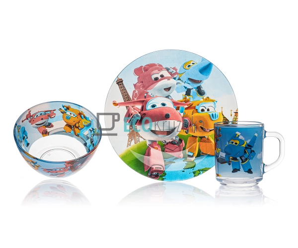 Набір скляного посуду для дітей 3 предмета Супер крила M ... Набір скляного посуду для дітей 3 предмета Супер крила M ...