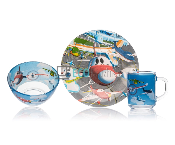 Набір скляного посуду для дітей 3 предмета Супер крила M ... Набір скляного посуду для дітей 3 предмета Супер крила M ...