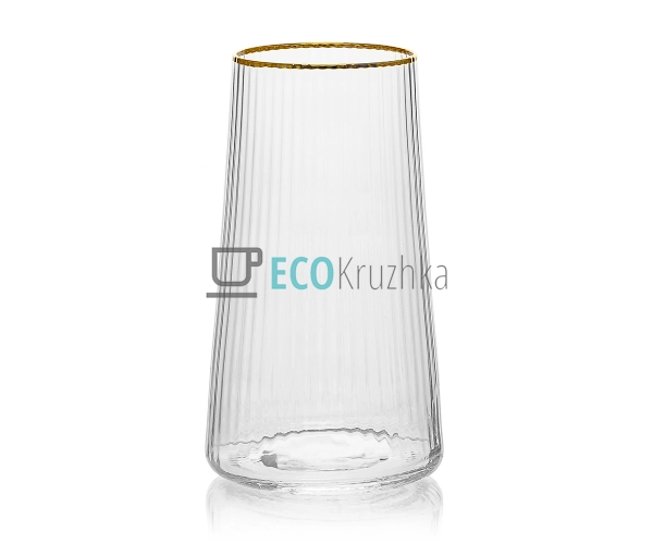 Стакан ребристий із золотим  ...