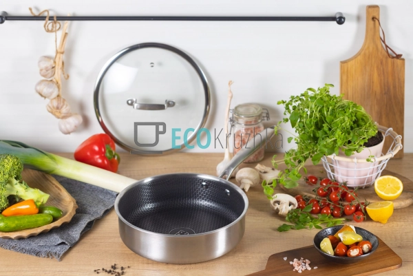 Глибока сковорода нержавіюча професійна з кришкою  26 х  ...