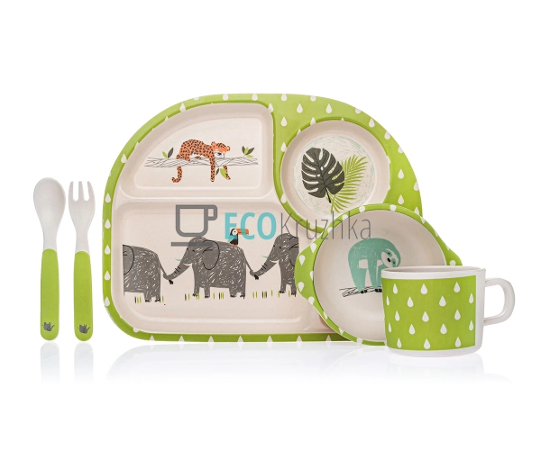 Набір дитячого посуду бамбуковий 5 приладів Zoo MH2773-2 ... Набір дитячого посуду бамбуковий 5 приладів Zoo MH2773-2 ...