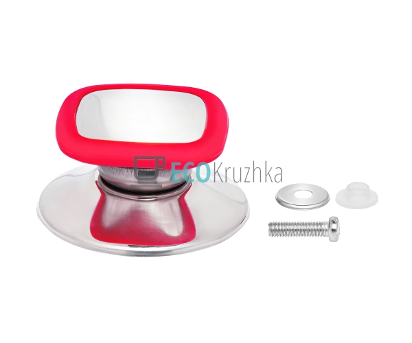 Ручка нержавіюча з силіконовим обідком для кришки Червон ...