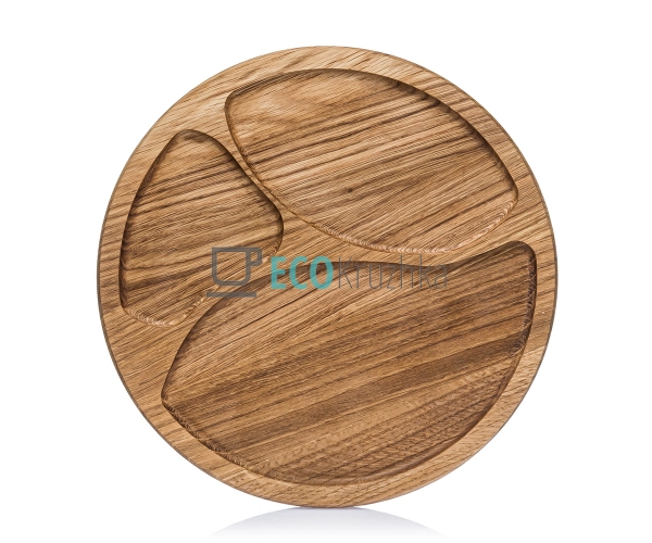 Менажниця кругла дубова три секційна 30 см EK14551 Менажниця кругла дубова три секційна 30 см EK14551