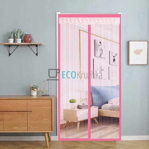 Москітна сітка на магнітах 210х100 см Рожева 21M Москітна сітка на магнітах 210х100 см Рожева 21M