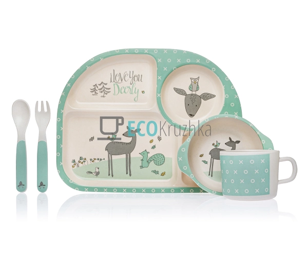Набір дитячого посуду бамбуковий 5 приладів Бембі MH-277 ... Набір дитячого посуду бамбуковий 5 приладів Бембі MH-277 ...