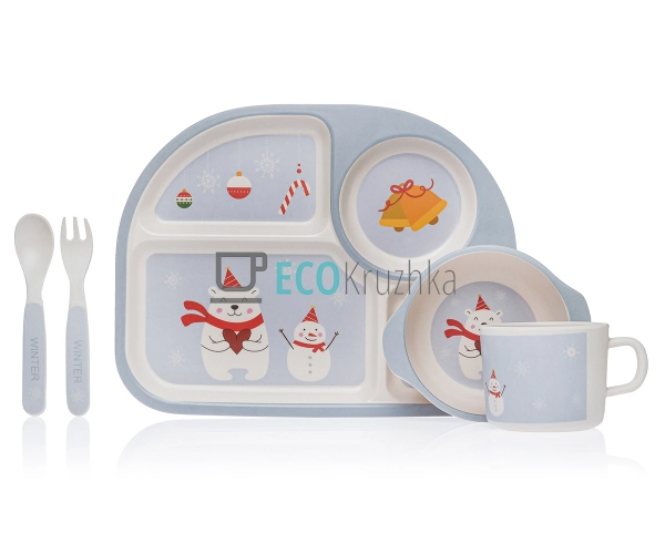 Набір дитячого посуду бамбуковий 5 приладів Ведмедик MH- ... Набір дитячого посуду бамбуковий 5 приладів Ведмедик MH- ...