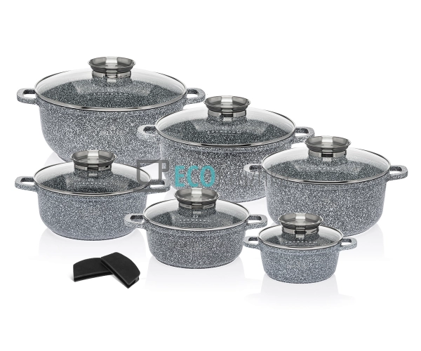 Набір каструль Edenberg 14 предметів з мармуровим антипр ... Набір каструль Edenberg 14 предметів з мармуровим антипр ...