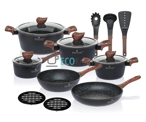 Набір кухонного посуду з мармуровим антипригарним покрит ... Набір кухонного посуду з мармуровим антипригарним покрит ...