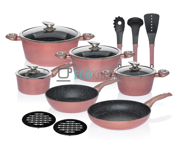 Набір каструль Edenberg 15 предметів з мармуровим антипр ... Набір каструль Edenberg 15 предметів з мармуровим антипр ...