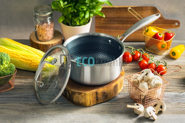 Ківш 2.3л нержавіючий професійний з кришкою 18x9 см Eter ... Ківш 2.3л нержавіючий професійний з кришкою 18x9 см Eter ...