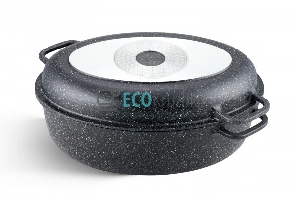 Гусятниця 8,0 л з сковорідкою, скляною кришкою та граніт ... Гусятниця 8,0 л з сковорідкою, скляною кришкою та граніт ...