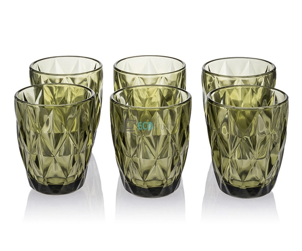 Набір кольорових склянок 6шт Glassware 270 мл 6 Смарагдо ...