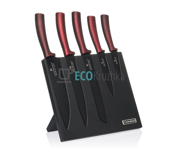 Набір ножів на магнітній підставці 6 предметів Коричневи ... Набір ножів на магнітній підставці 6 предметів Коричневи ...