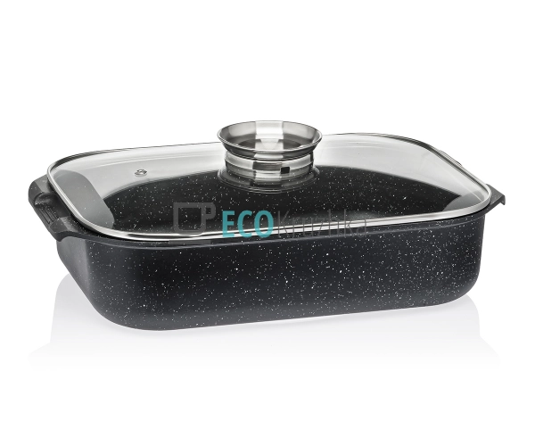 Гусятниця 5.5 л з овальною формою, скляною кришкою та гр ... Гусятниця 5.5 л з овальною формою, скляною кришкою та гр ...