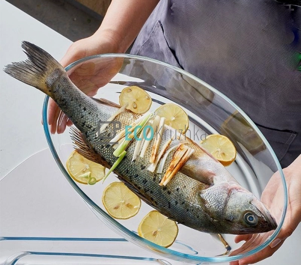 Деко овальне жароміцне скло 2.4 л Marinex EK6345