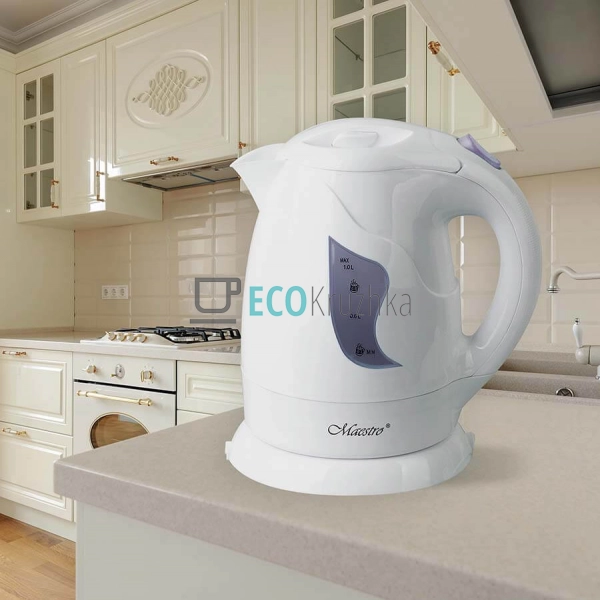 Електричний чайник 1л 850 Вт Біло-Фіолетовий Maesrto MR- ... Електричний чайник 1л 850 Вт Біло-Фіолетовий Maesrto MR- ...