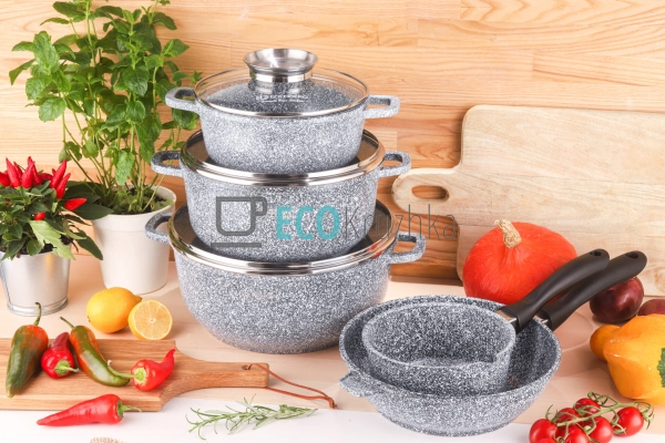 Набір посуду із мармуровим покриттям 10 предметів Edenbe ... Набір посуду із мармуровим покриттям 10 предметів Edenbe ...