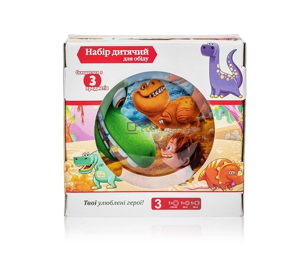 Набір скляного посуду для дітей 3 предмета Дракончики зе ... Набір скляного посуду для дітей 3 предмета Дракончики зе ...